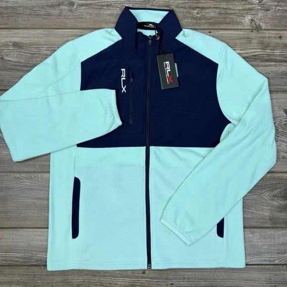 RLX Ralph Lauren Golf Fleece Jacket Full Zip Mint Green Blue Mens
